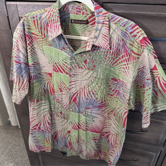 Tori Richard Hawaiian Shirt Men’s Medium Tropical Palm Print Made in Hawaii USA - Picture 2 of 9